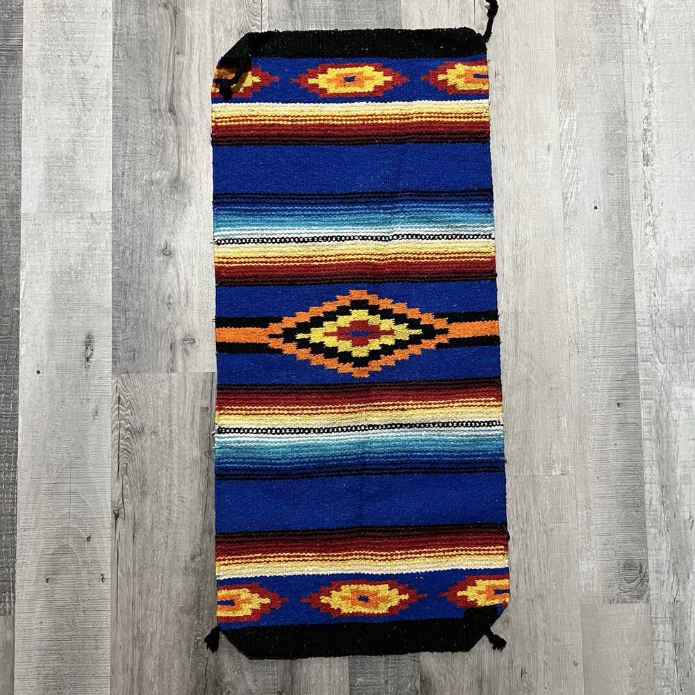 Southwestern Aztec Decor Rug Saltillo Hawkeye Textile Wall Hanging Mexico 38x17
